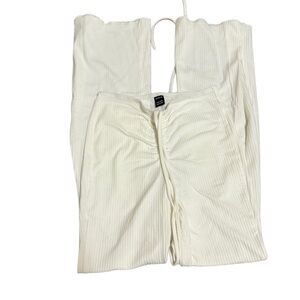 SHEIN Cream Ribbed Trousers